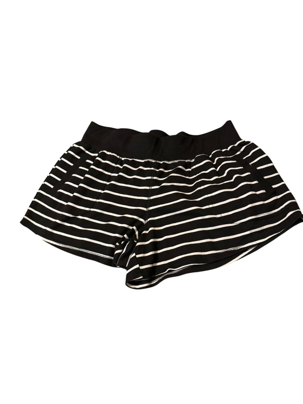 Athletic Works Black and White Striped Women's Cotton Shorts with Pockets XL